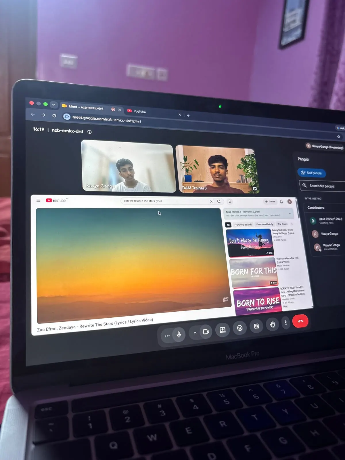 Working through a song on a video call with a student